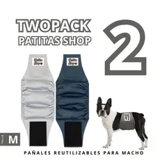 GENERICO - TWO PACK 02 Pañales Reutilizables Ecológicos PATITAS SHOP para Macho M