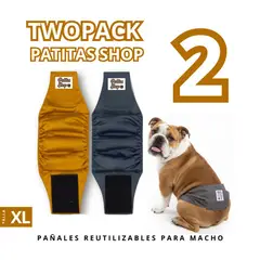 GENERICO - TWOPACK 02 Pañales Reutilizables Ecológicos PATITAS SHOP para Macho XL