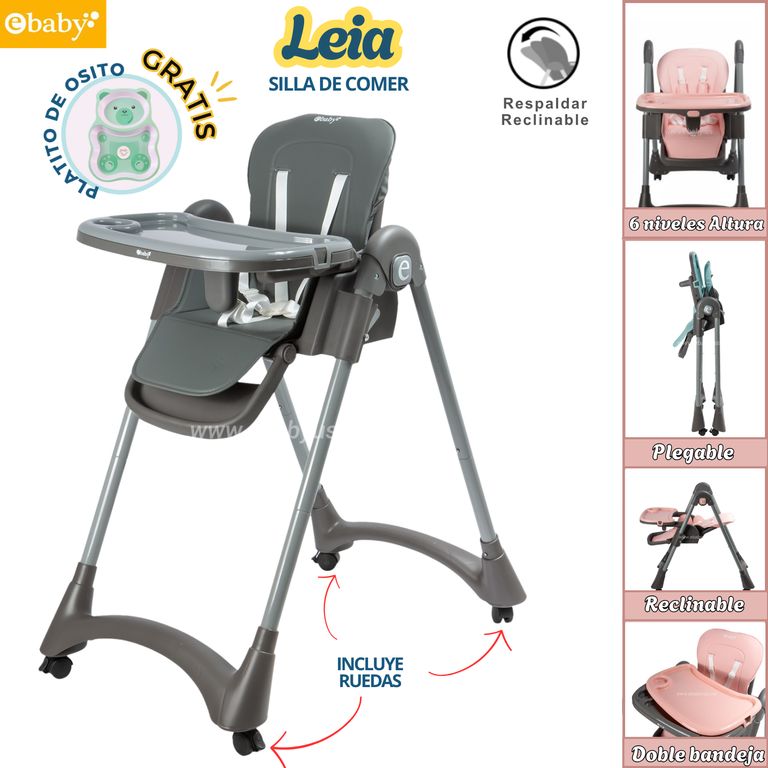 Silla de comer Plegable Reclinable Leia Gris