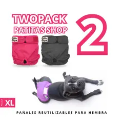 GENERICO - TWOPACK 02 Pañales Reutilizables Ecológicos PATITAS SHOP de TELA para CELO Hembra XL