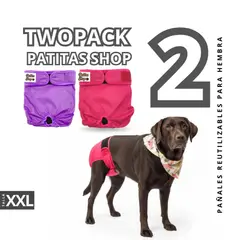 GENERICO - TWOPACK 02 Pañales Reutilizables Ecológicos PATITAS SHOP de TELA para CELO Hembra XXL