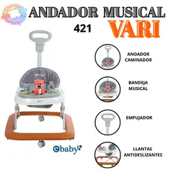 EBABY - ANDADOR MUSICAL DIDACTICO PARA BEBES VARI - ANARANJADO
