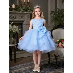 ARELYS - Vestido Niña Celeste Brillantes Talla 12