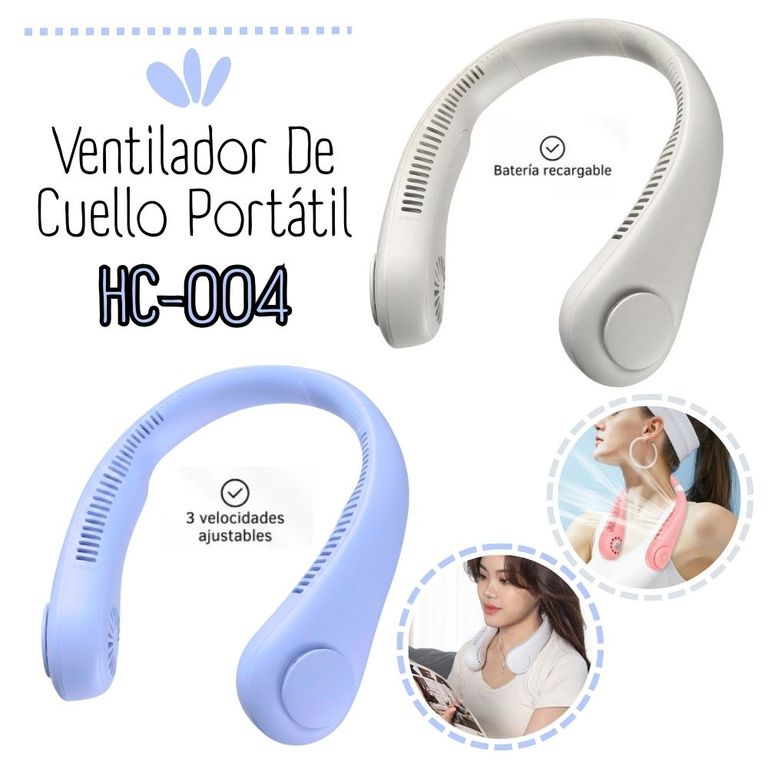 Ventilador De Cuello Portatil Recargable CELESTE - BLANCO