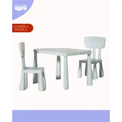 GENERICO - MESA DE ESTUDIO CON SILLAS - PLOMO