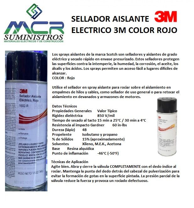 SELLADOR O BARNIZ PARA AISLAMIENTO ELECTRICO SCOTH ROJO SPRAY