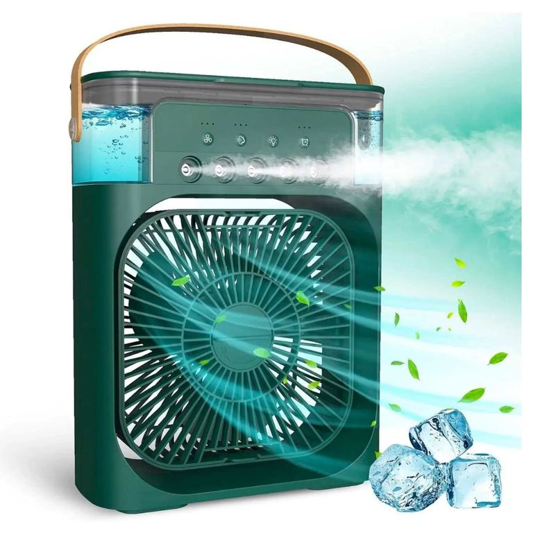 Ventilador Humificador 2 en 1 Enfriador de Aire Portatil con Luces LED