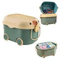 GENERICO - Caja organizador de juguetes apilables con rueda y tapa lego verde