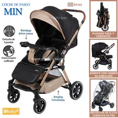 EBABY - Coche de paseo mango reversible con bandeja MIN Beige