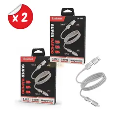 ROHS - Cable de Carga 4en1 Linkmax LK-385, pack de 2 unidades, Compatible con Conexiones USB, Tipo-C e IPH