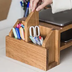 HANA - ORGANIZADOR ESCRITORIO DE MADERA MULTIUSO CON PIEZAS REMOVIBLES HANDMADE