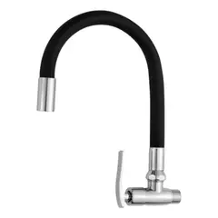 GENERICO - Grifo caño Flexible Para Lavadero Negro Para Pared C&A