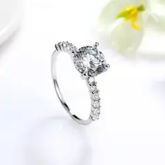 AFRODITA - Anillo De Compromiso 377 Plata Maciza Bañado En Oro Blanco