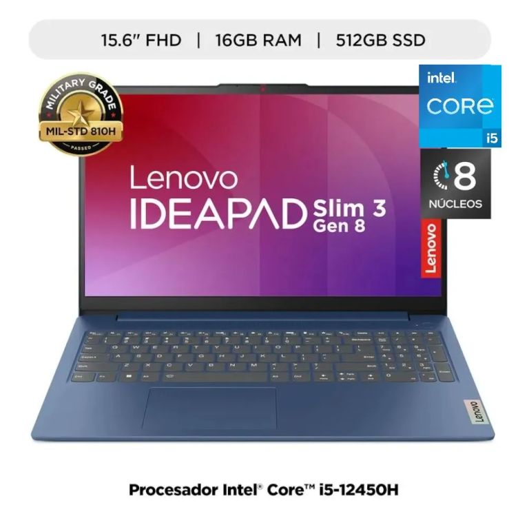 Laptop Ideapad Slim 3 Intel Core i5 12450H 16GB RAM 512GB SSD 15.6 FHD WIN11