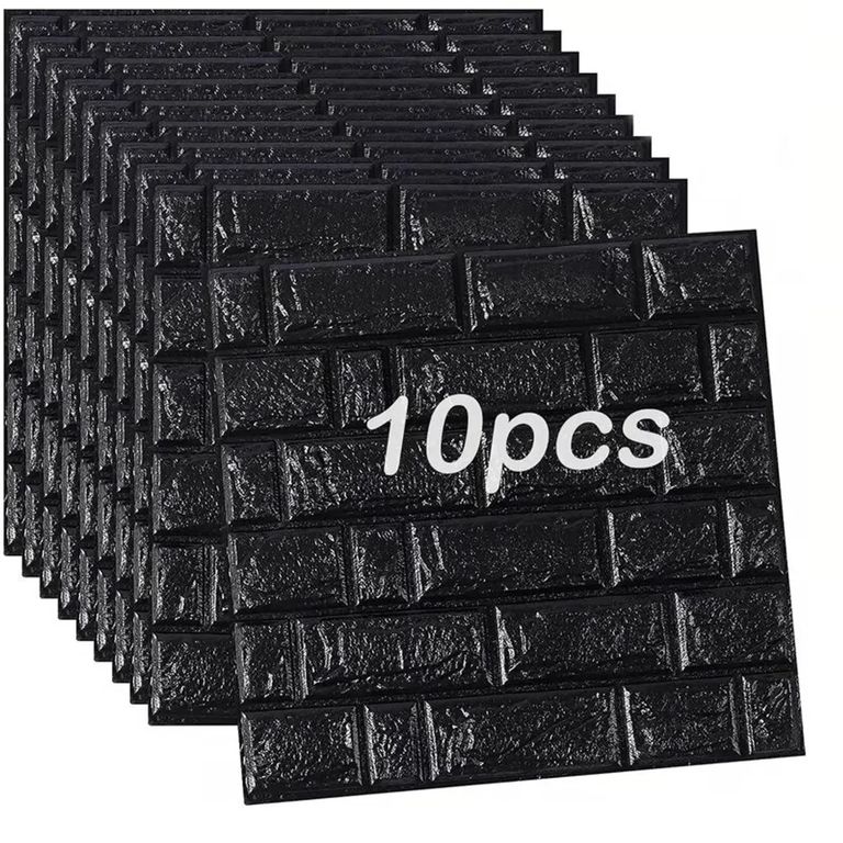 PAPEL TAPIZ COLOR NEGRO  3D ADHESIVO SET X 10 UNID
