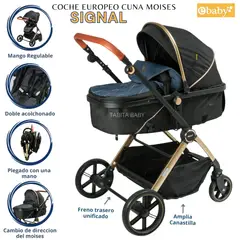 EBABY - Coche Cuna Moisés Extra acolchado Signal Azul