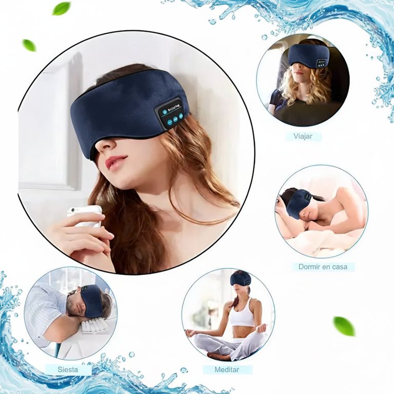 Máscara para Dormir con Audífonos Bluetooth - Azul marino