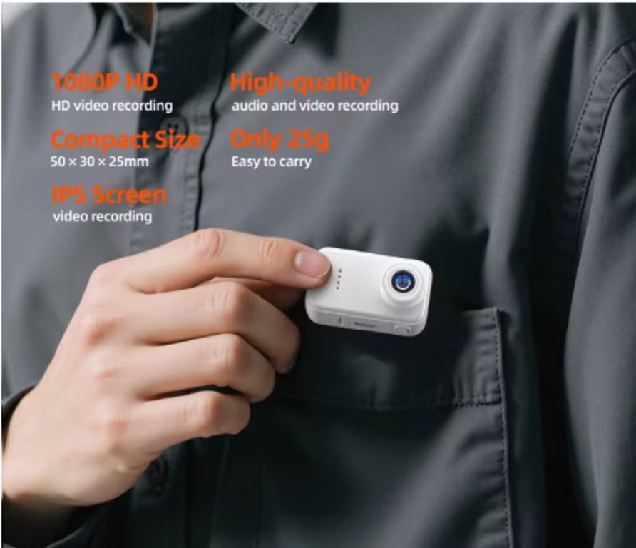 Cámara Deportiva Imantada POV Portátil con Pantalla integrada con collar