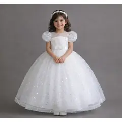 ARELYS - Vestido Niña Princesa Blanco Talla 6