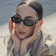 GENERICO - Gafas o lentes de sol Elipticas modelo retro- Negro