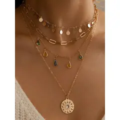 GENERICO - Collar 1 pieza cadena multicapa dijes colores