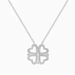 ALDO & CO - Collar oro blanco 18K corazones trebol