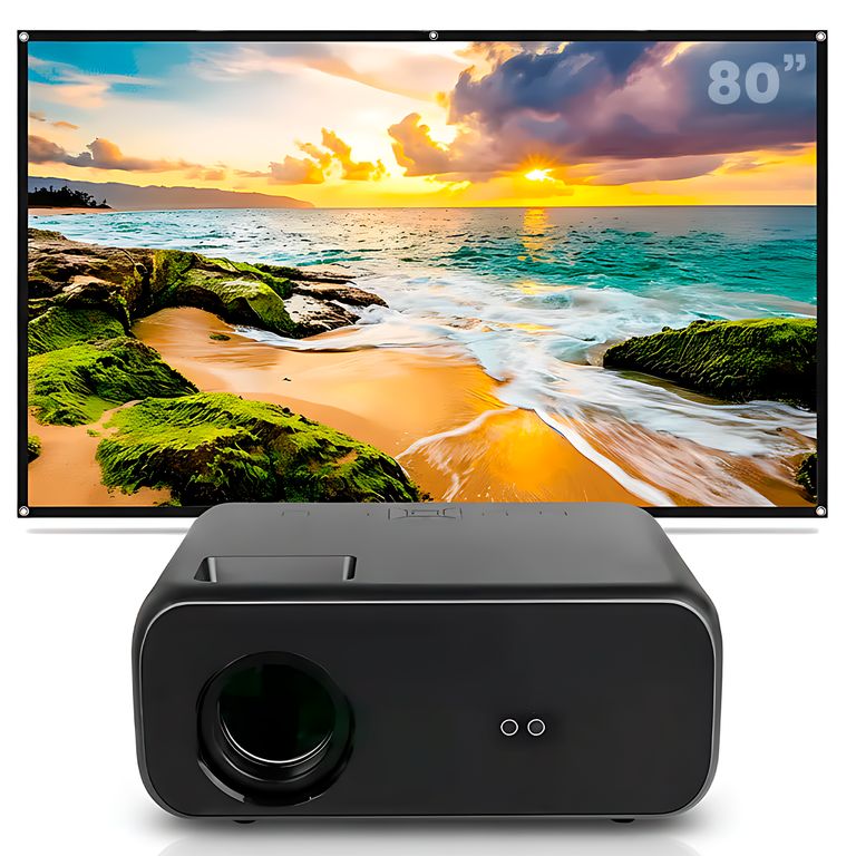 Proyector Smart SD550 Enfoque Manual + Ecran 80 Pulgadas Blanco