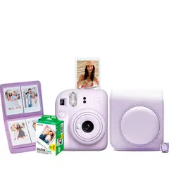 FUJIFILM - Cámara Instax Mini12 Lila Morado + Pack 20 + Estuche + Mini Álbum