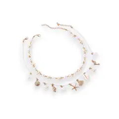 GENERICO - Collares Set de 2 perlas, conchas y estrellas de mar 2
