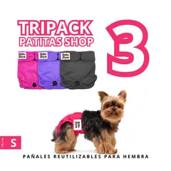 GENERICO - TRIPACK 03 Pañales Reutilizables Ecológicos PATITAS SHOP para ORINE Hembra S