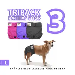 GENERICO - TRIPACK 03 Pañales Reutilizables Ecológicos PATITAS SHOP para ORINE Hembra L