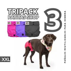 GENERICO - TRIPACK 03 Pañales Reutilizables Ecológicos PATITAS SHOP para ORINE Hembra XXL