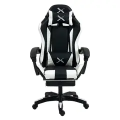 GENERICO - Silla Gamer Lyzor con Posapiés SGBWTWN135A NEGRO CON BLANCO