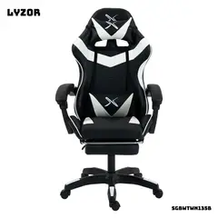 GENERICO - Silla Gamer Lyzor con Posapiés SGBWTWN135B NEGRO CON BLANCO