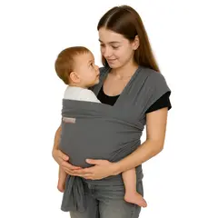 CERDITA - FULAR PARA BEBÉ CON BOLSILLO COLOR PLOMO