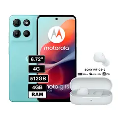 MOTOROLA - Smartphone Moto G15 4GB 512GB CELESTE + Audífonos inalambricos SONY WF-C510 Blanco
