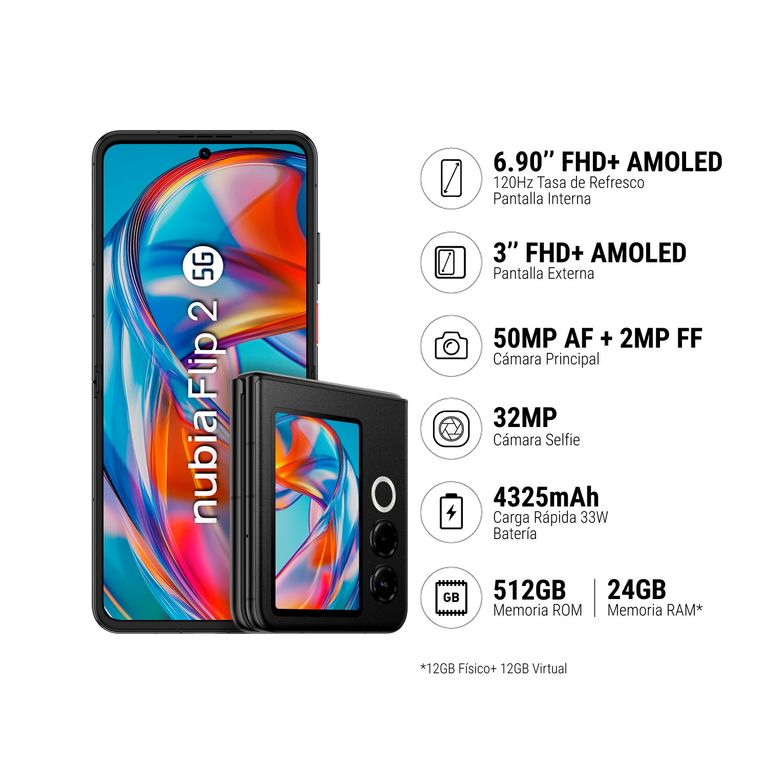 NUBIA FLIP 2 12+512GB - NEGRO