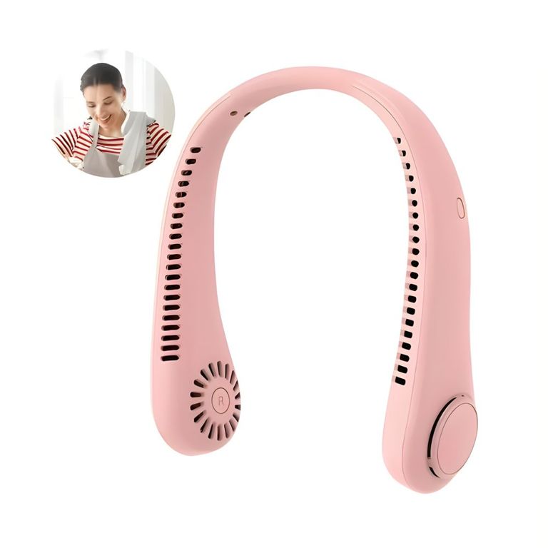 Ventilador de Cuello Recargable 3 Velocidades Color Rosado