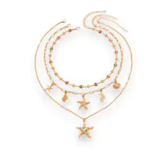 GENERICO - Collares Set de 3 con colgante estrella mar vida marina