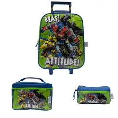 TRANSFORMERS - Set Mochila De Ruedas + Lonchera + Cartuchera