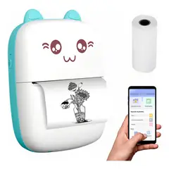 GENERICO - Mini Impresora Termica Portatil Inalambrica Recargable Color celeste
