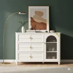 MIN CITY HOME - Aparador 3 cajones 1 puerta (1m 20 cm x 40 cm x 89 cm)