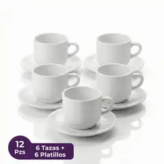 DURALEX - Tazas para Café Espresso 90ml con Plato Set de 6
