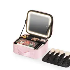 GENERICO - Neceser De Maquillaje Con Espejo Led cosmetiquera Maletin neceser