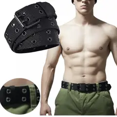 GENERICO - Correa Táctica Negra Pro doble hebilla Doble Ojal Pin