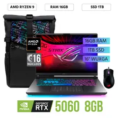 ASUS - Laptop ROG Strix G16 AMD Ryzen 9 9955HX, 16"WUXGA, Ram 16GB, SSD 1TB, RTX 5060 - 8GB, Windows 11