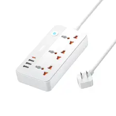 REMAX - Supresor de Picos Con Carga Rápida RP-U153 PD20W, 3 USB, 1 USB-C, 2500W, Cable 150 cm Blanco