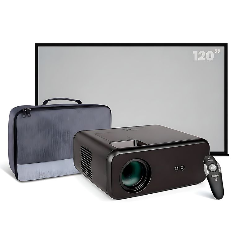 Proyector Smart SD550 Enfoque Manual + Ecran 120 Pulgadas + Puntero Láser + Bolso de Transporte