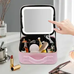 GENERICO - Neceser de maquillaje con luz led maletin neceser cosmetiquera