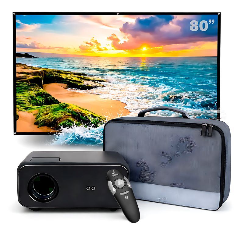 Proyector Smart SD550 Enfoque Manual + Ecran 80 Pulgadas + Puntero Láser + Bolso de Transporte